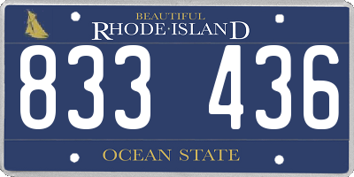 RI license plate 833436