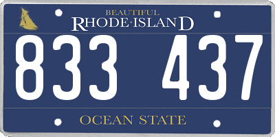 RI license plate 833437