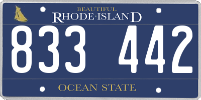 RI license plate 833442