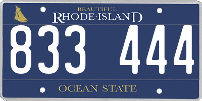 RI license plate 833444