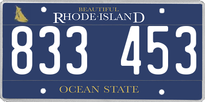 RI license plate 833453