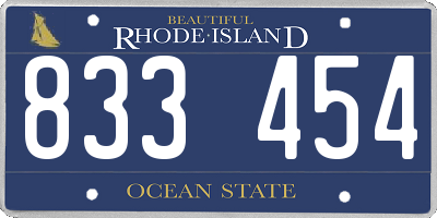 RI license plate 833454