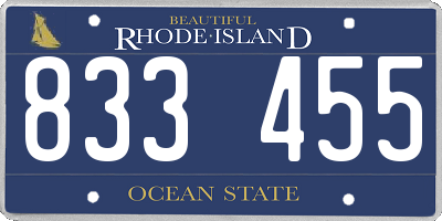 RI license plate 833455