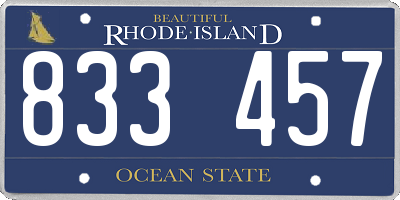 RI license plate 833457