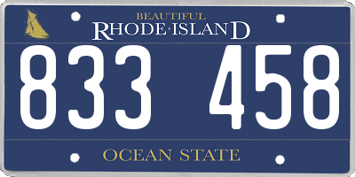 RI license plate 833458