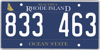 RI license plate 833463