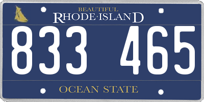 RI license plate 833465