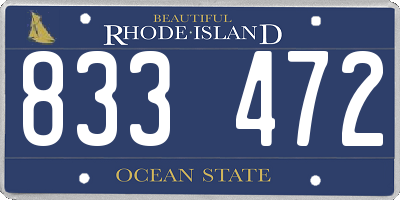 RI license plate 833472