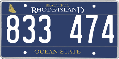 RI license plate 833474