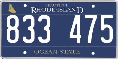 RI license plate 833475