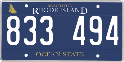 RI license plate 833494