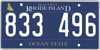 RI license plate 833496