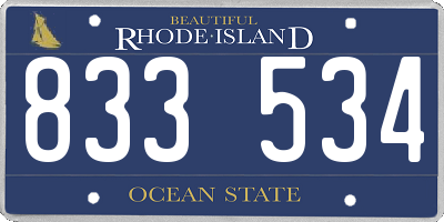 RI license plate 833534