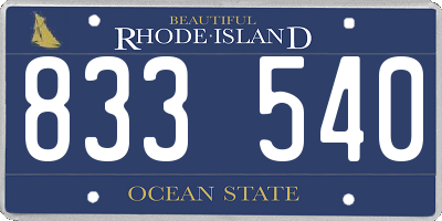 RI license plate 833540