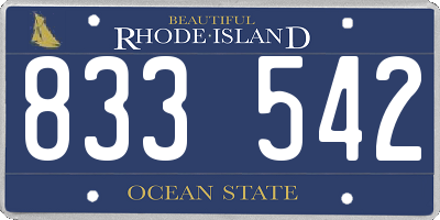 RI license plate 833542