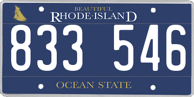 RI license plate 833546
