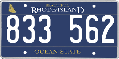 RI license plate 833562