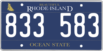 RI license plate 833583