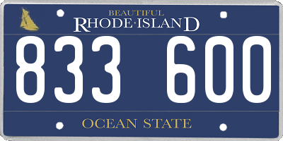 RI license plate 833600