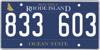 RI license plate 833603