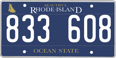 RI license plate 833608