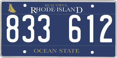 RI license plate 833612