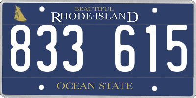 RI license plate 833615