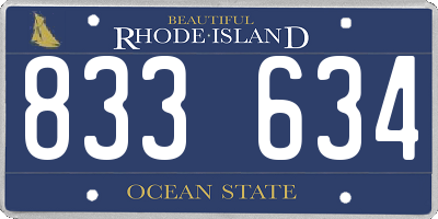 RI license plate 833634