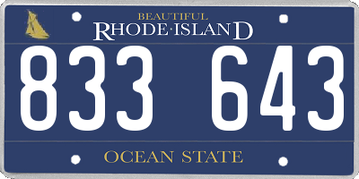 RI license plate 833643