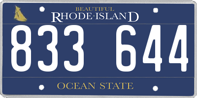RI license plate 833644