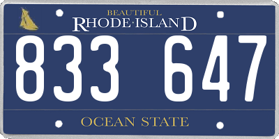 RI license plate 833647