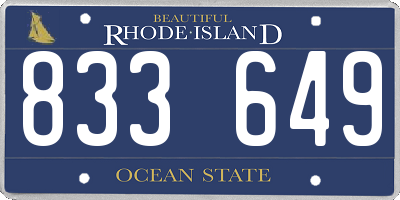 RI license plate 833649