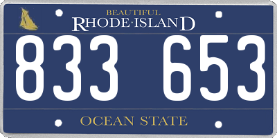RI license plate 833653