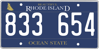 RI license plate 833654