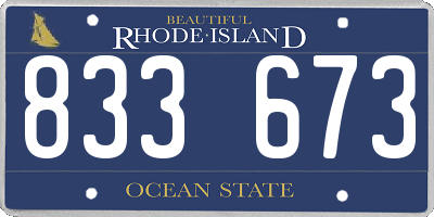 RI license plate 833673