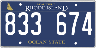RI license plate 833674