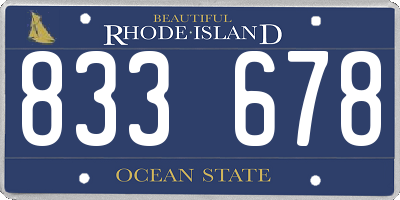 RI license plate 833678