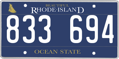 RI license plate 833694