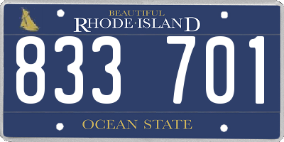 RI license plate 833701