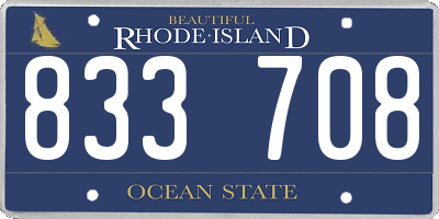 RI license plate 833708