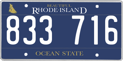 RI license plate 833716