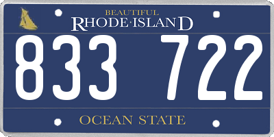 RI license plate 833722