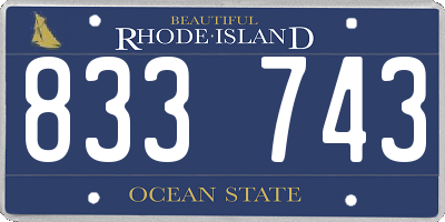 RI license plate 833743