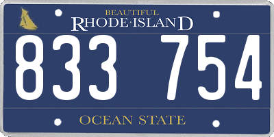 RI license plate 833754