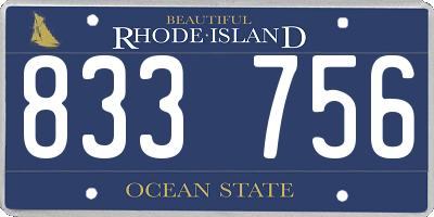 RI license plate 833756