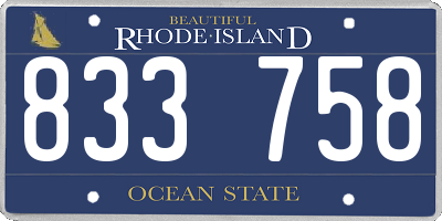 RI license plate 833758