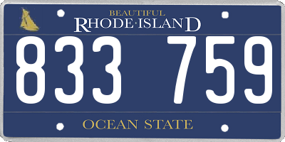 RI license plate 833759