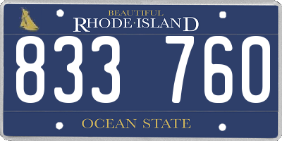 RI license plate 833760