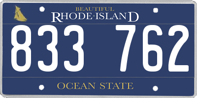 RI license plate 833762