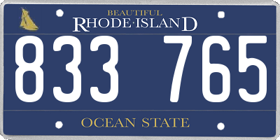 RI license plate 833765